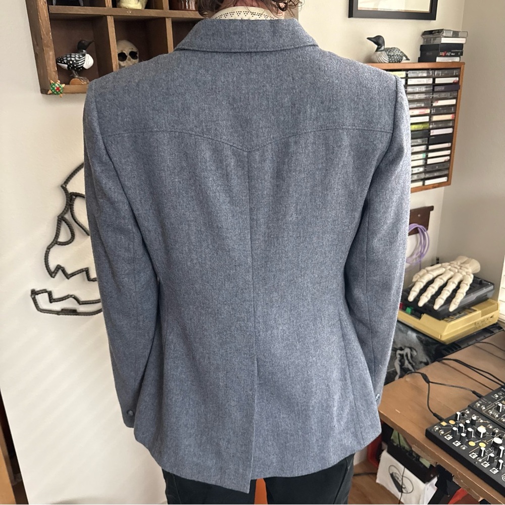Vintage 70s Pendleton Gray Wool Lined Blazer High Grade Western Wear ~ Size L - Picture 5 of 9